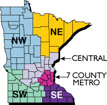 Clickable map: Minnesota Planning Regions