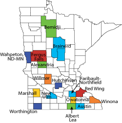 Map:  Minnesota Micro Statistical Areas
